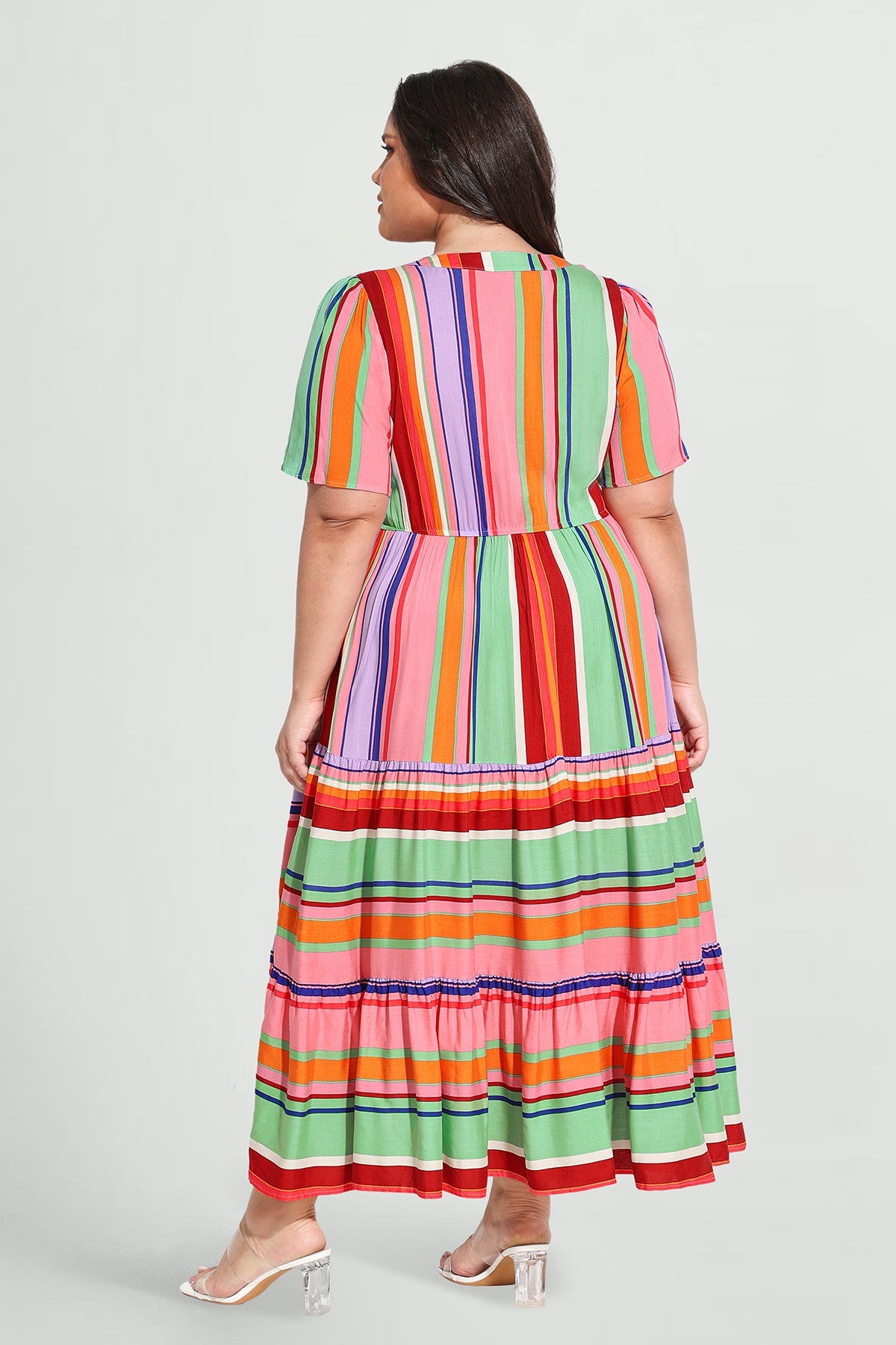 Pockets Elastic Floral Midi Dress