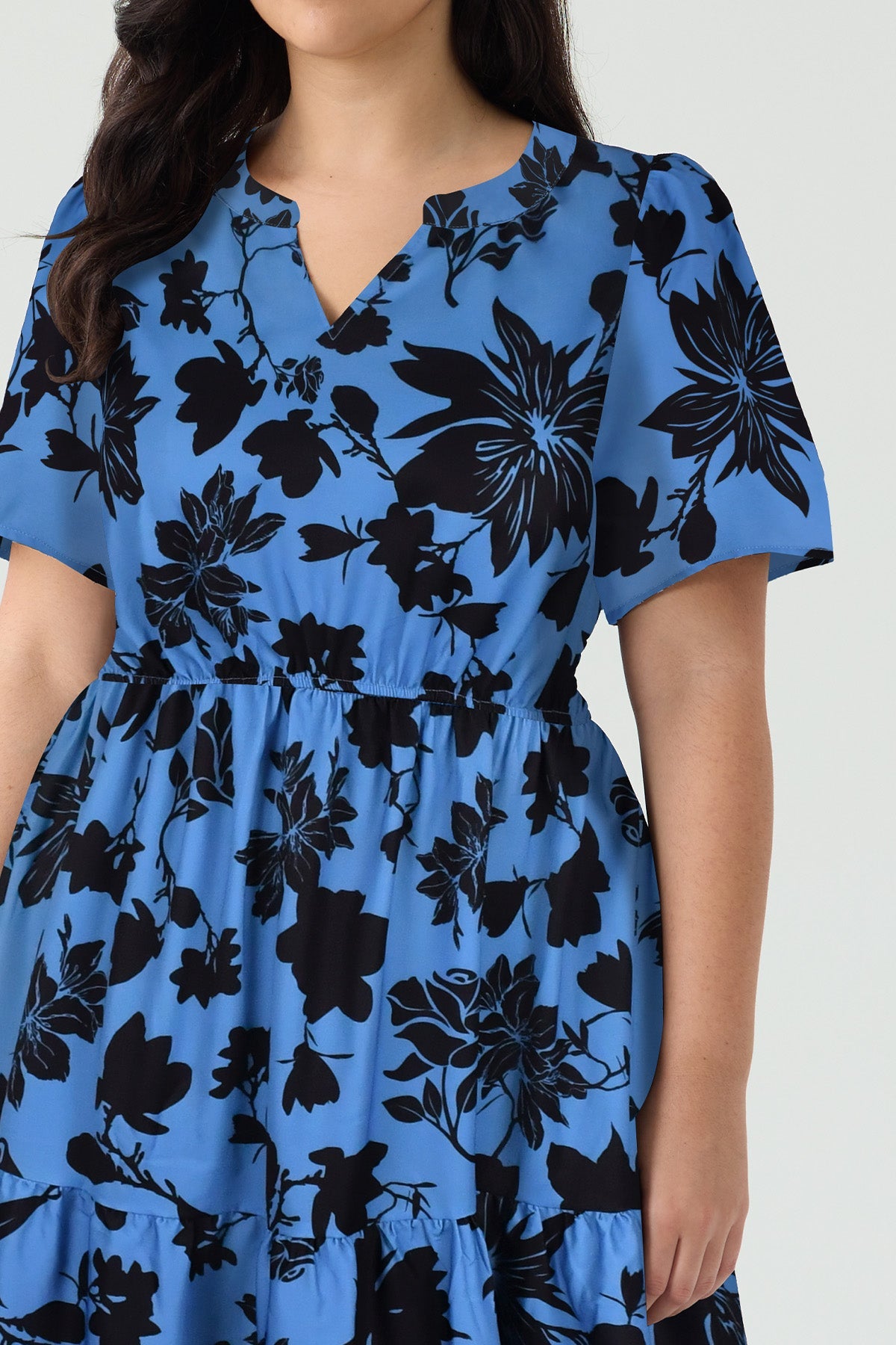 Pockets Elastic Striped Midi Dress