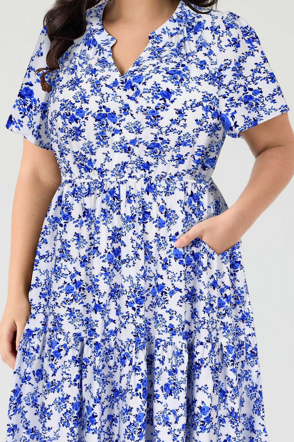 Pockets Elastic Striped Midi Dress