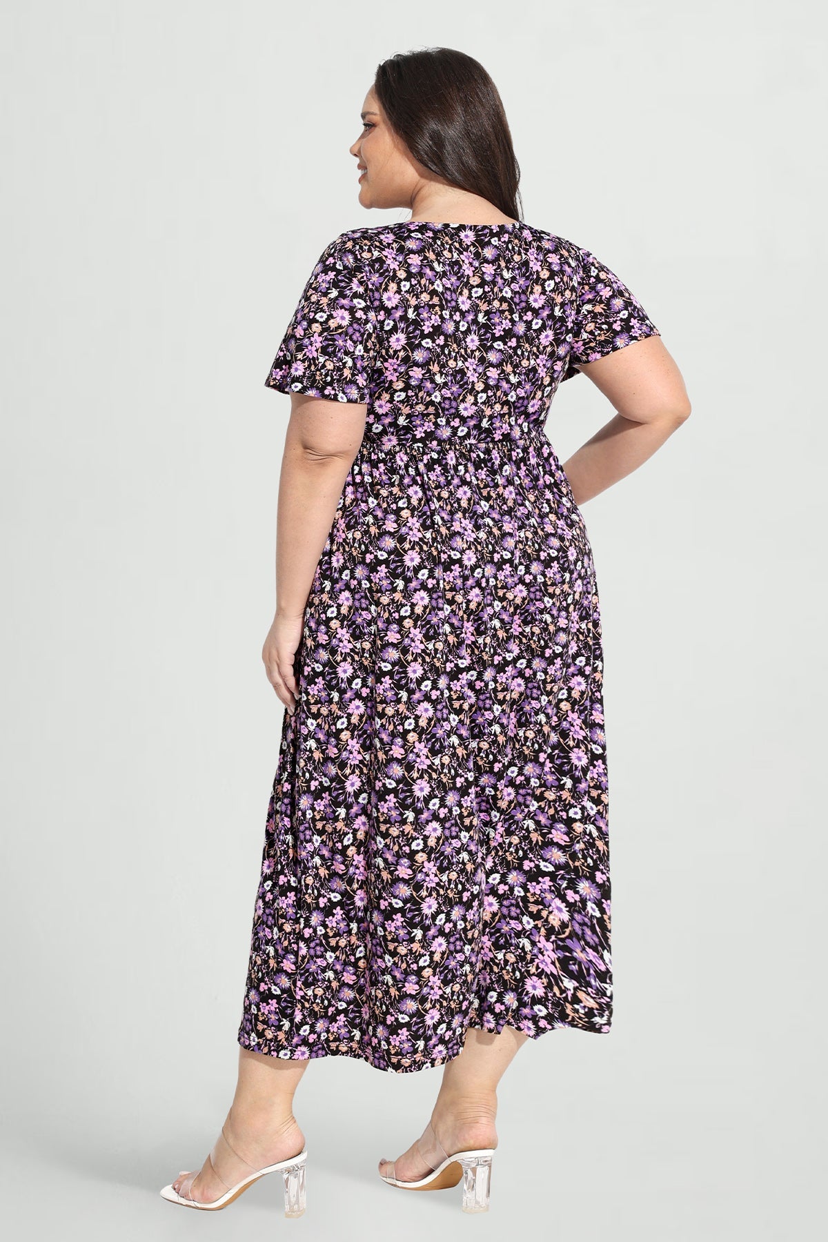 Ritera Pockets Drawstring Sweetheart Floral A-line Midi Dress