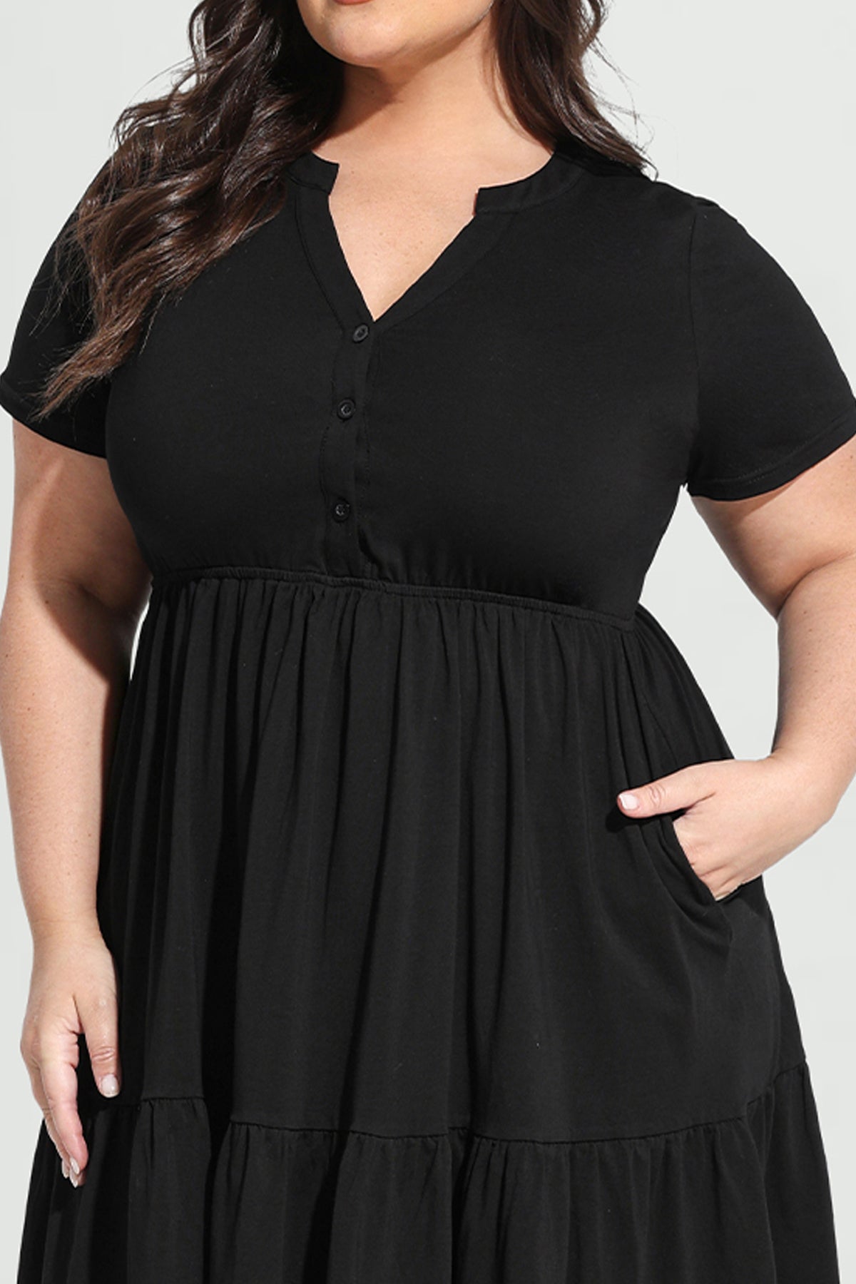 Ritera Pockets Button Up Floral A-line Midi Dress