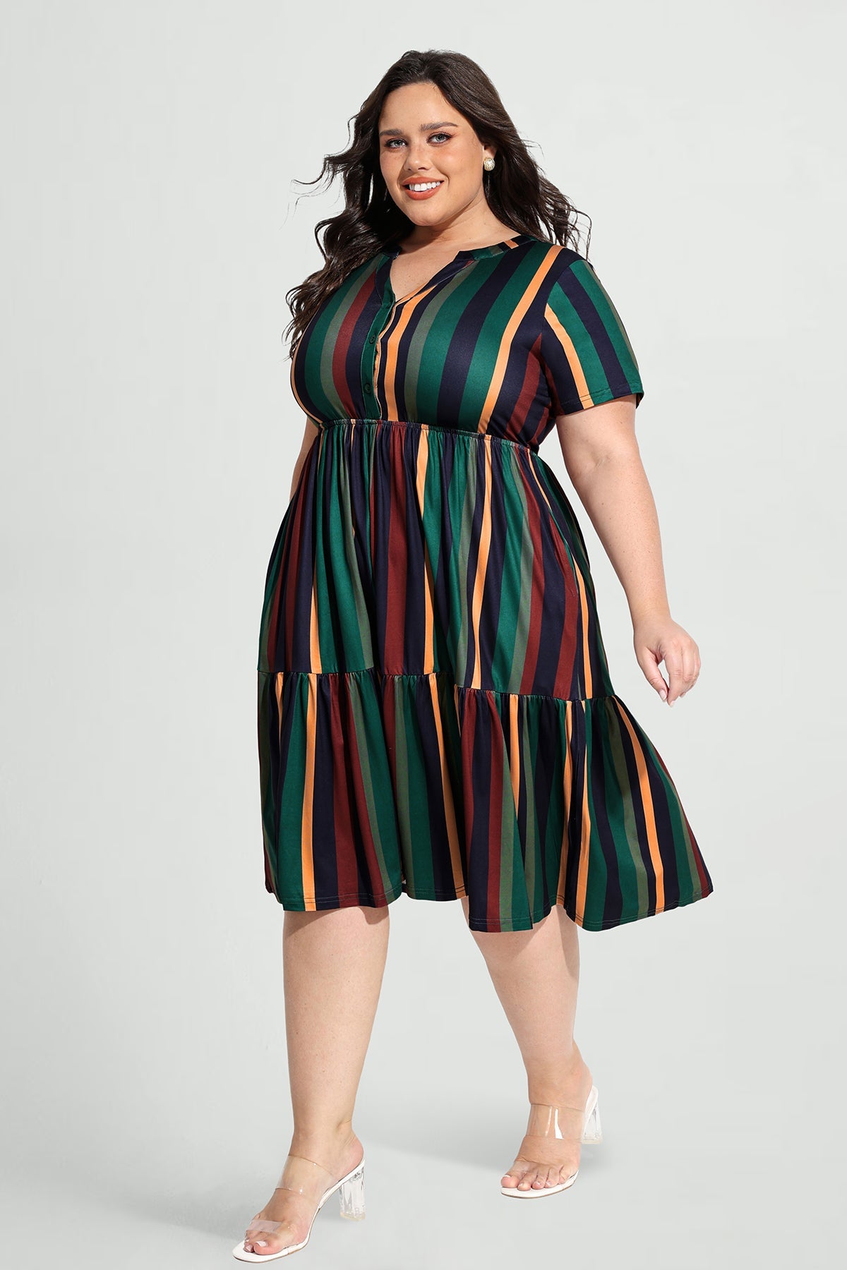 Ritera Pockets Button Up Floral A-line Midi Dress