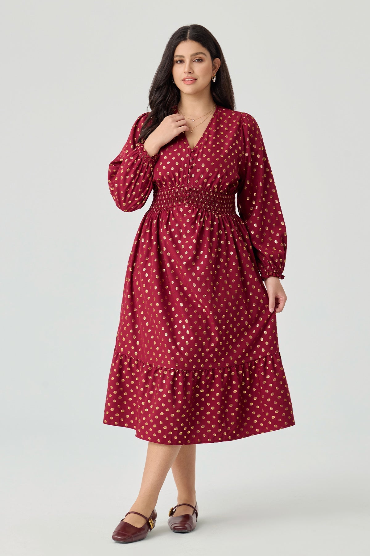 Ritera Pockets Bohemian Smocked A-Line Midi Dress