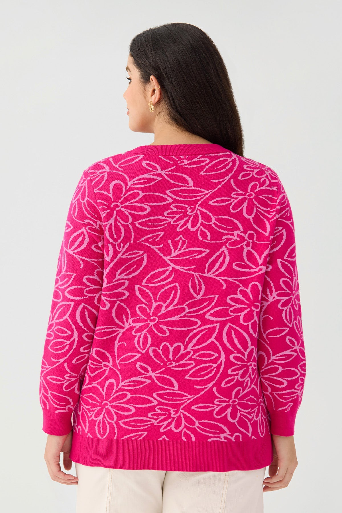 Ritera Chic Floral V-Neck Cozy Knit Sweater