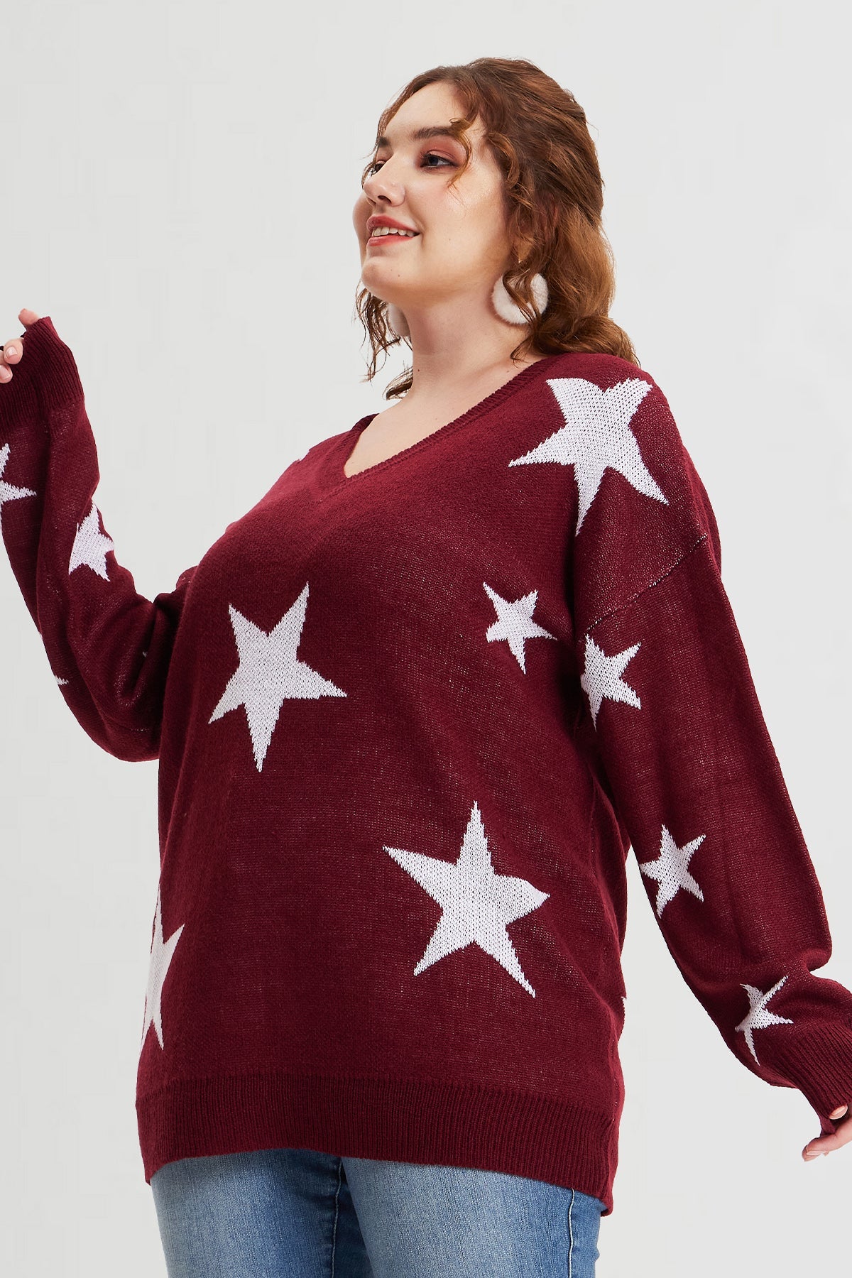 Star Prints V Neck Supersoft Sweaters
