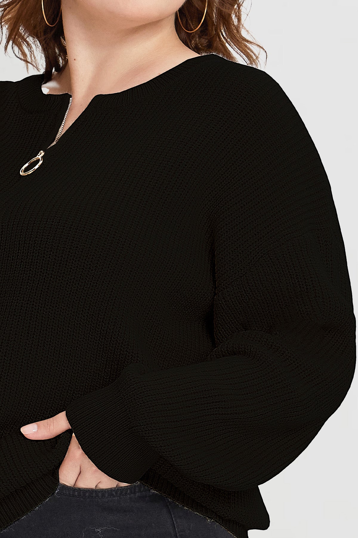 Solid Zipper Up Sweater