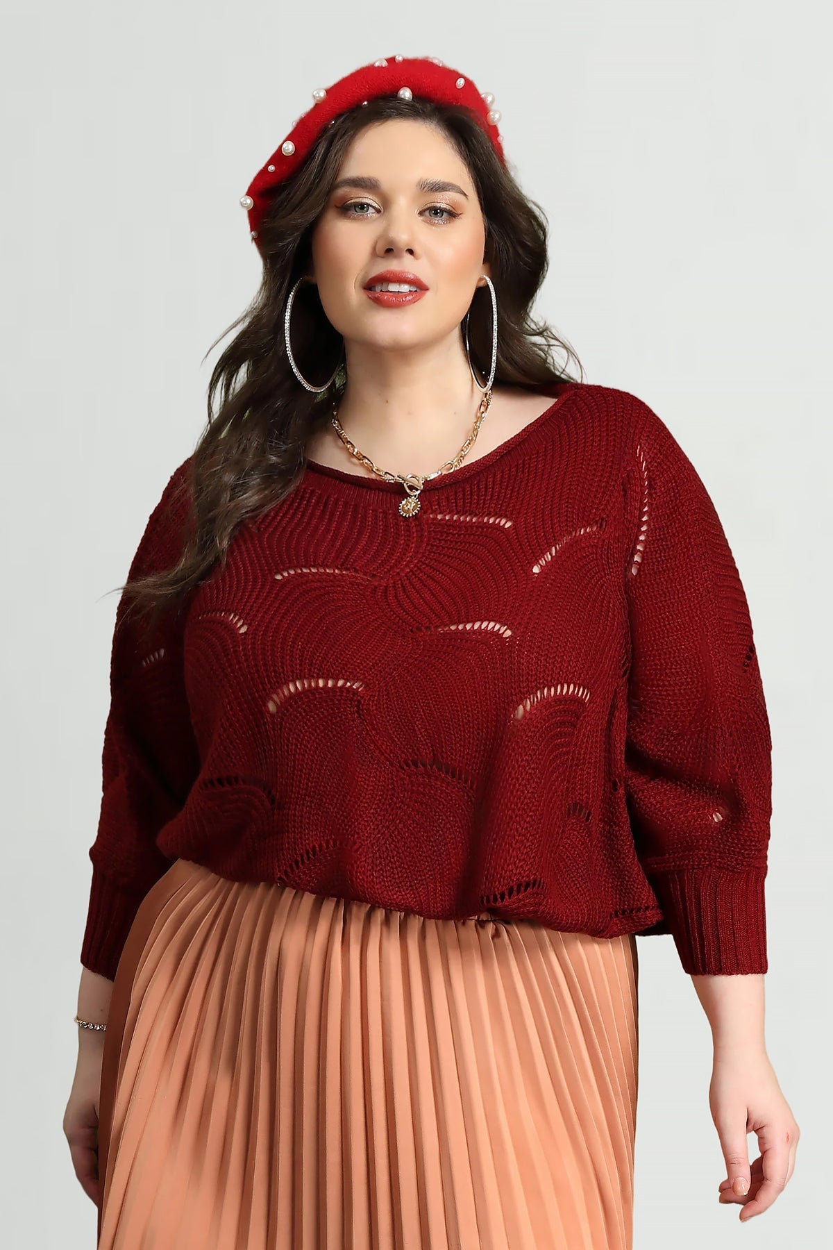 Supersoft Colorblock Hollow Out Batwing Knit Sweater