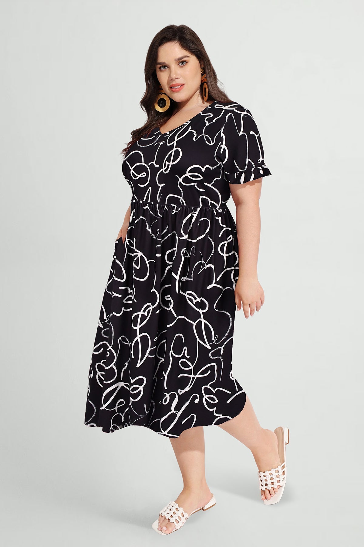 Pockets Rainbow Stripe Midi Dress