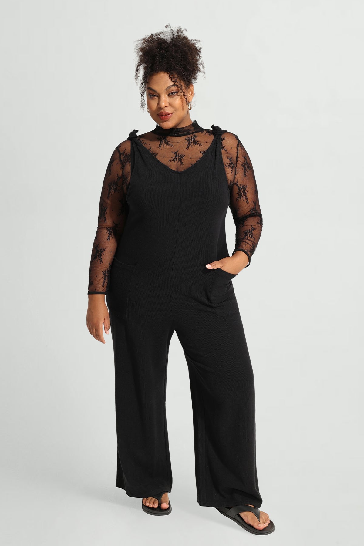 Wide Leg Camisole Overall Jumpsuit with Pockets