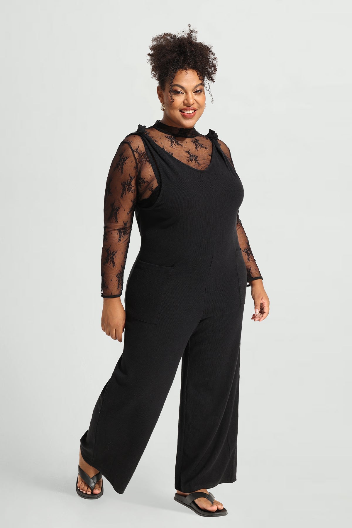Wide Leg Camisole Overall Jumpsuit with Pockets