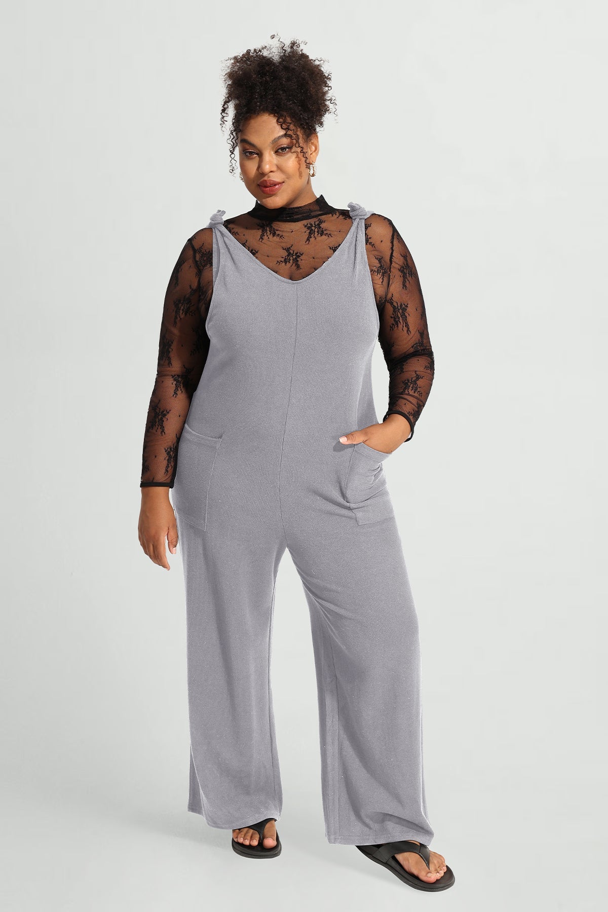 Wide Leg Camisole Overall Jumpsuit with Pockets