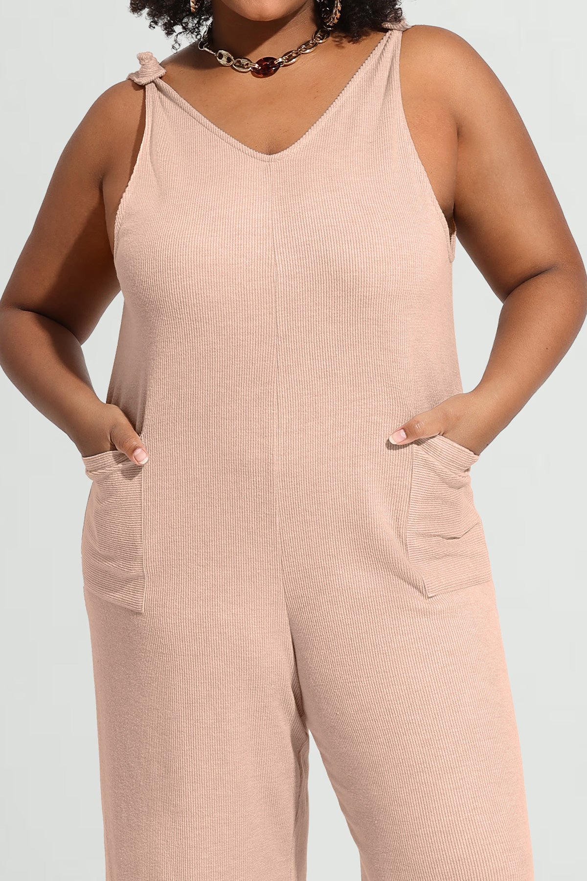 Wide Leg Camisole Overall Jumpsuit with Pockets