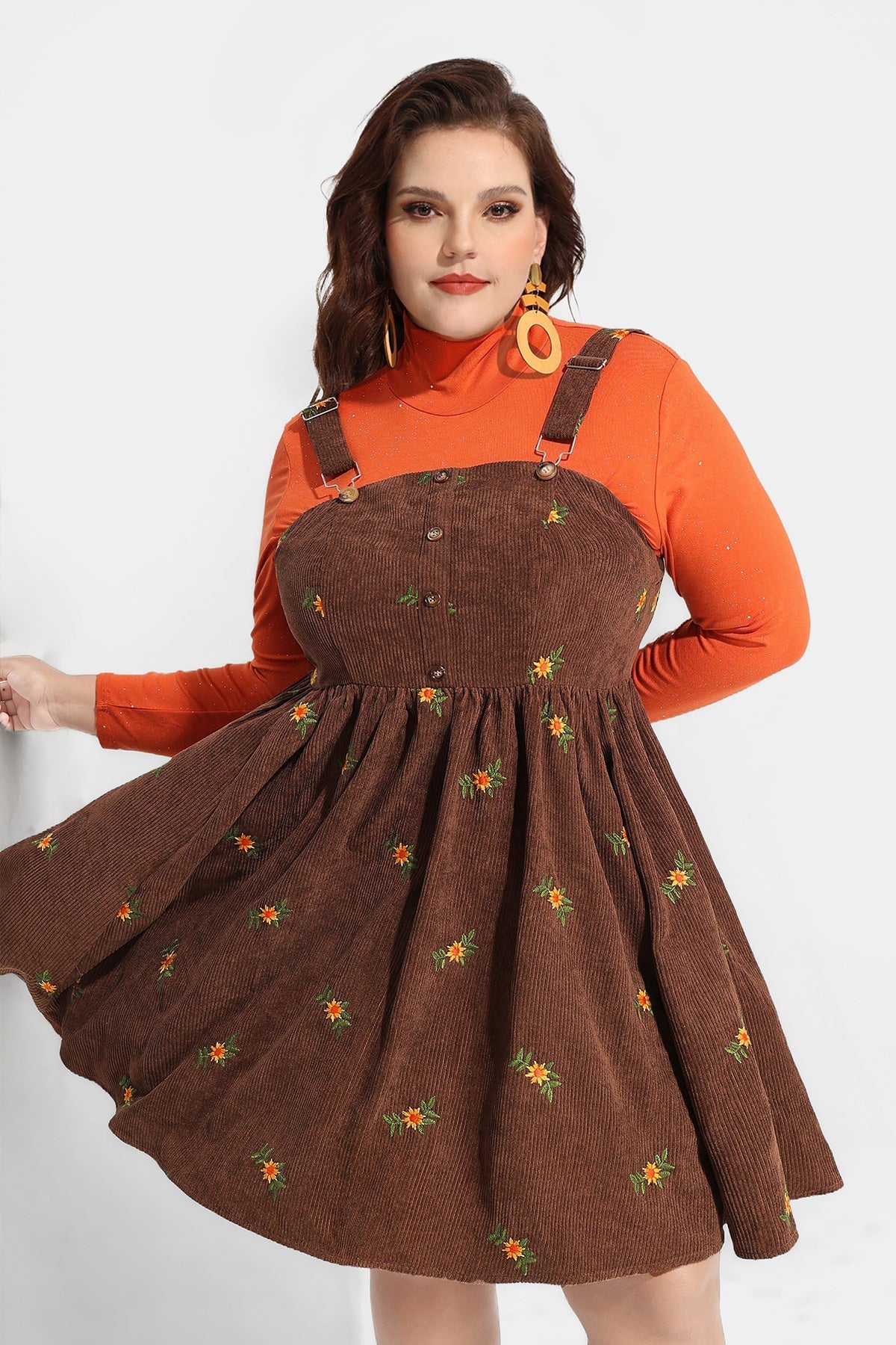 Ritera Adjustable Strap Floral Print Overall Knit Dress