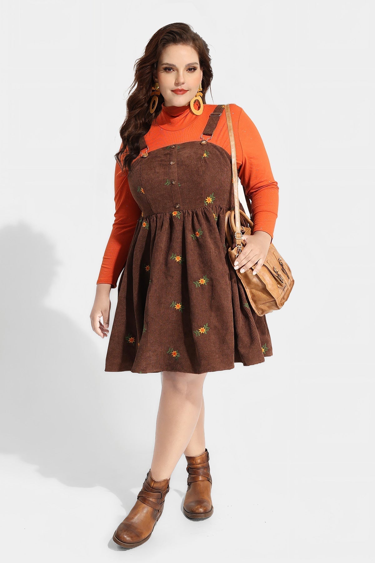 Ritera Adjustable Strap Floral Print Overall Knit Dress