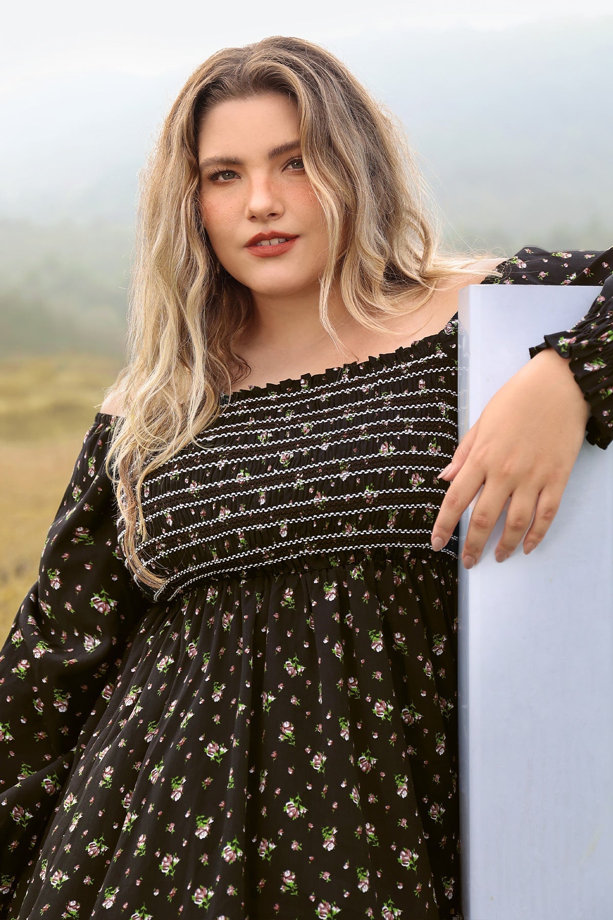 Ritera Pocket Floral Print Elastic Waist Shirred Maxi Dress