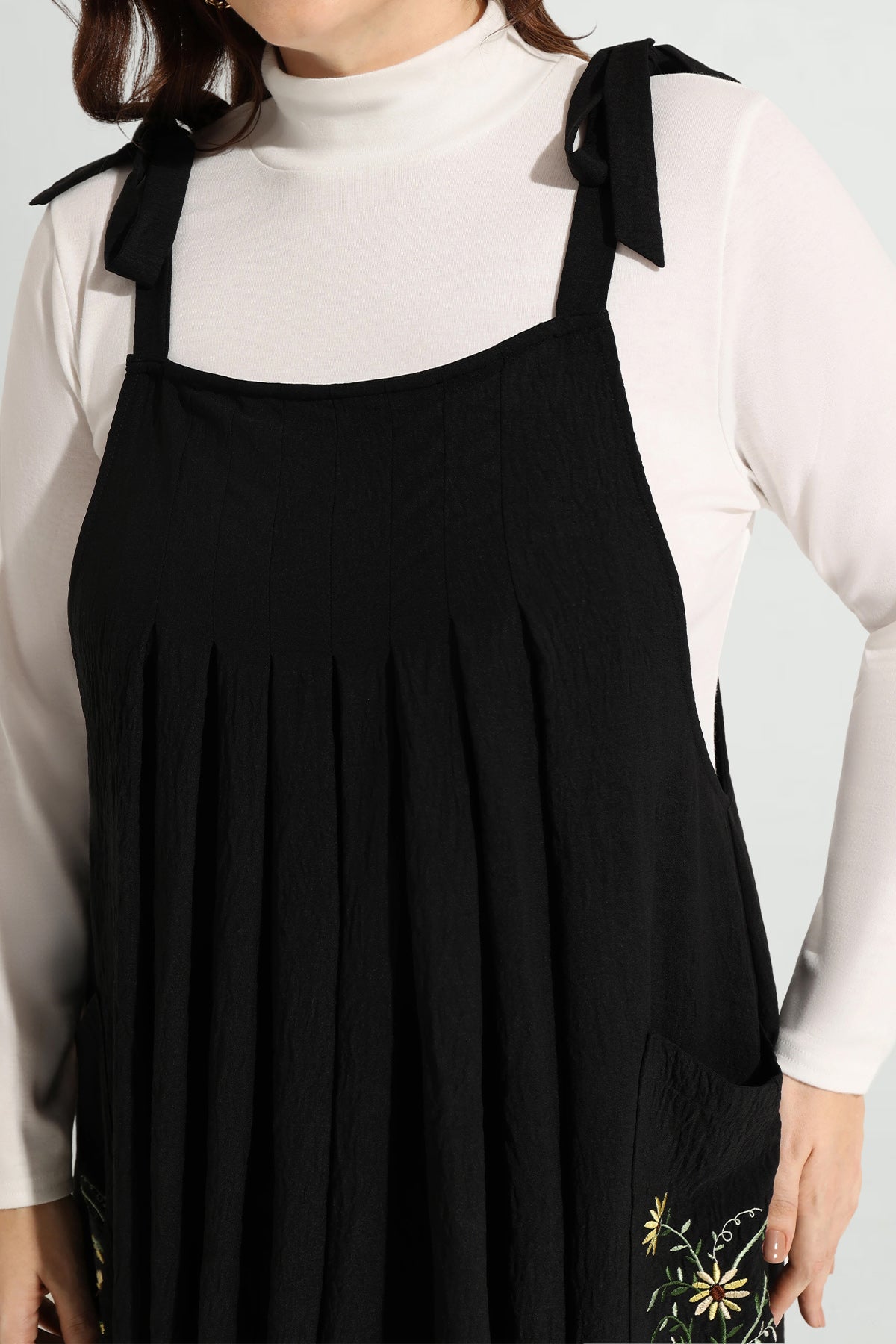 Pocket Floral Adjustable Strap Overall Maxi Dress