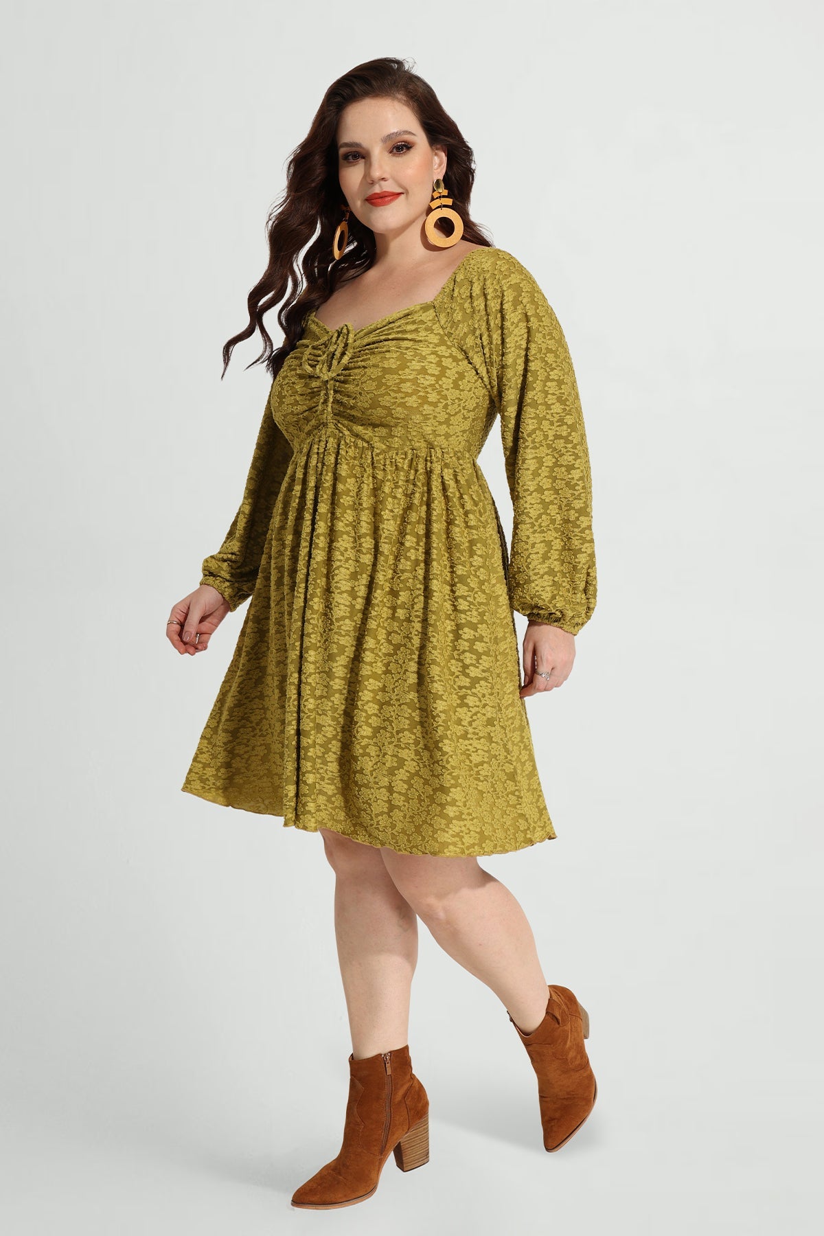 Pocket Floral Print Off-shoulder Drawstring Allover Mini Dress