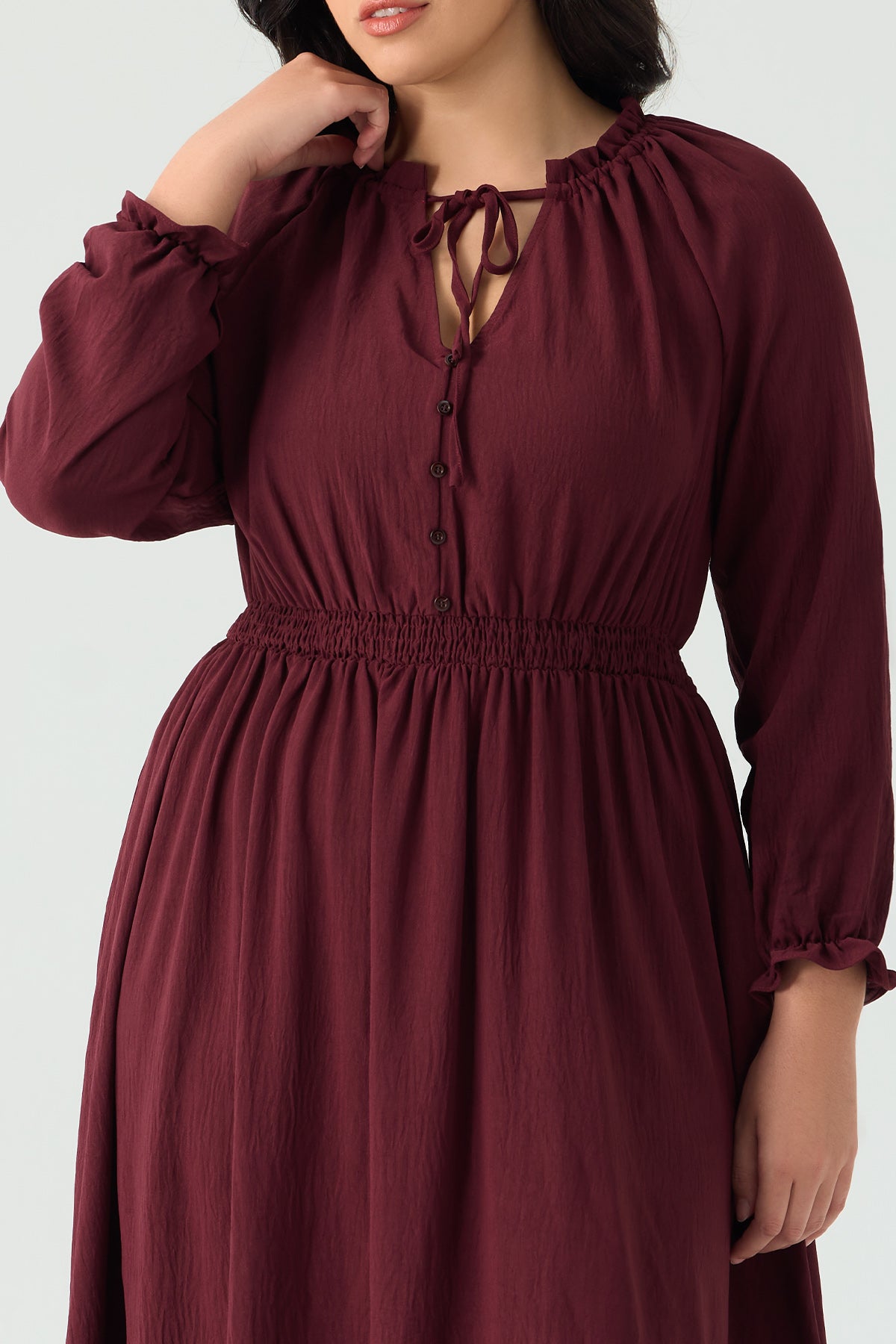 Ritera Pocket Elastic Waist Pleated Ruffle Hem Maxi Dress