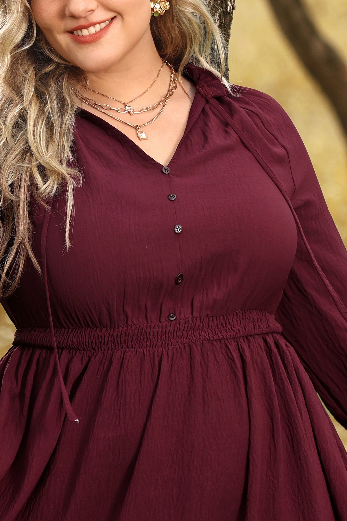 Ritera Pocket Elastic Waist Pleated Ruffle Hem Maxi Dress