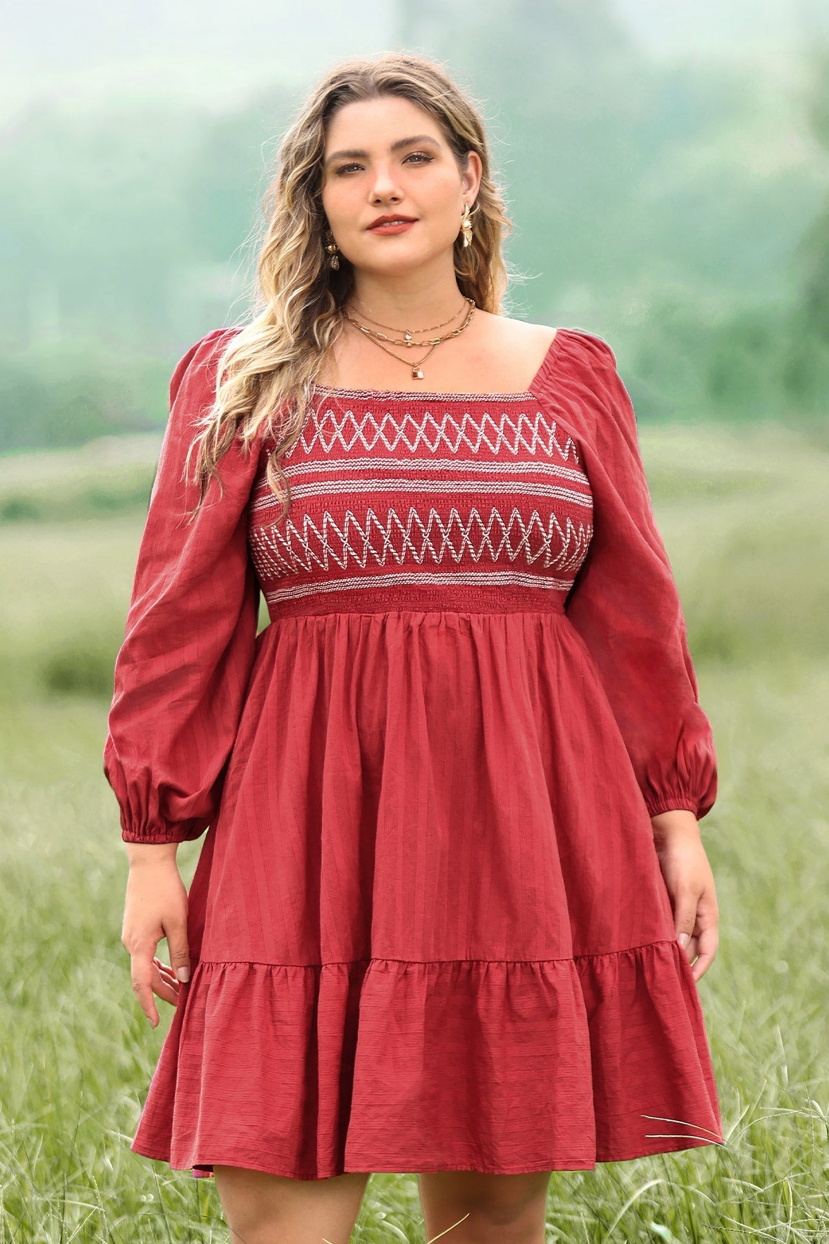 Supersoft Square Neck Shirred A-line Mini Dress