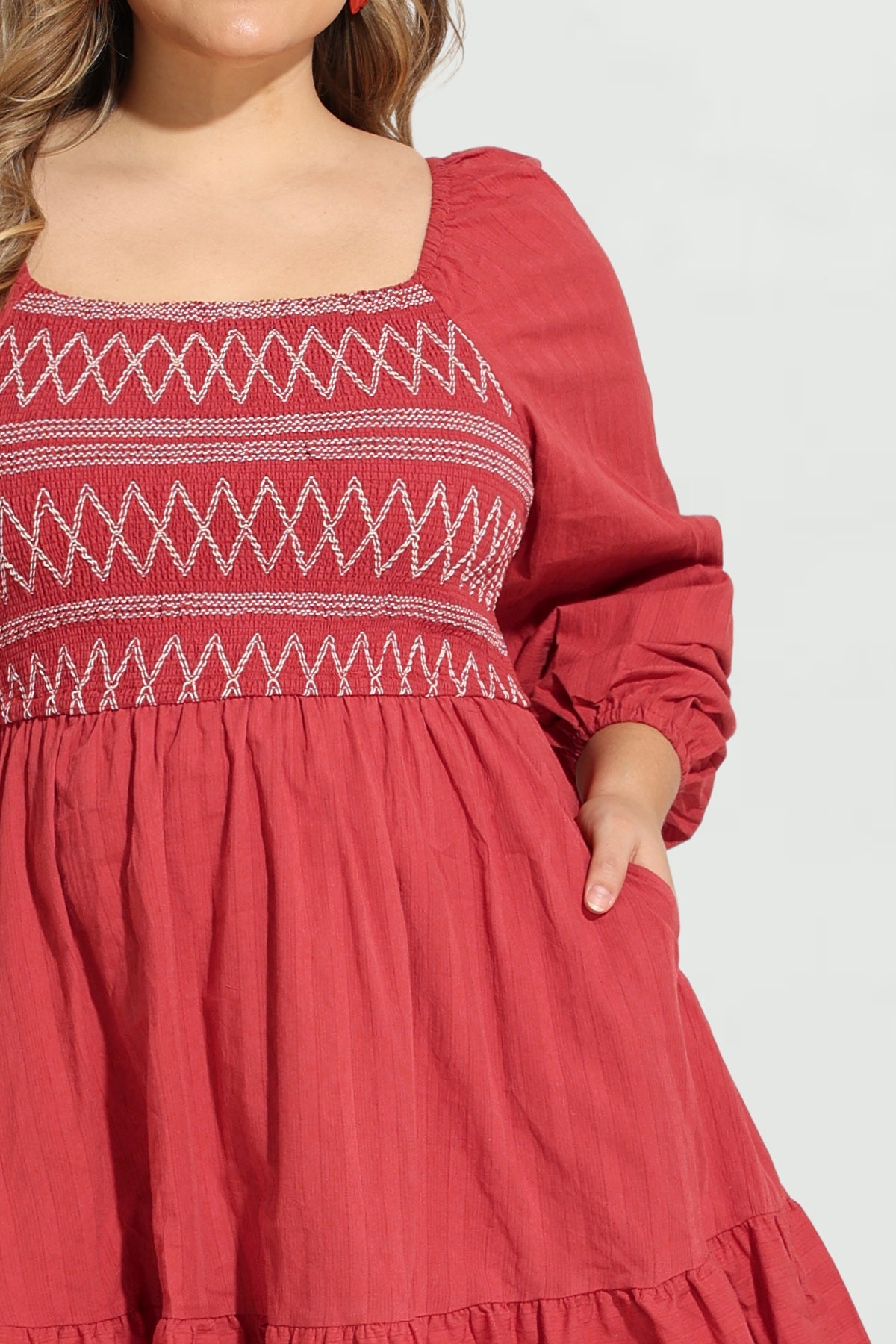 Supersoft Square Neck Shirred A-line Mini Dress