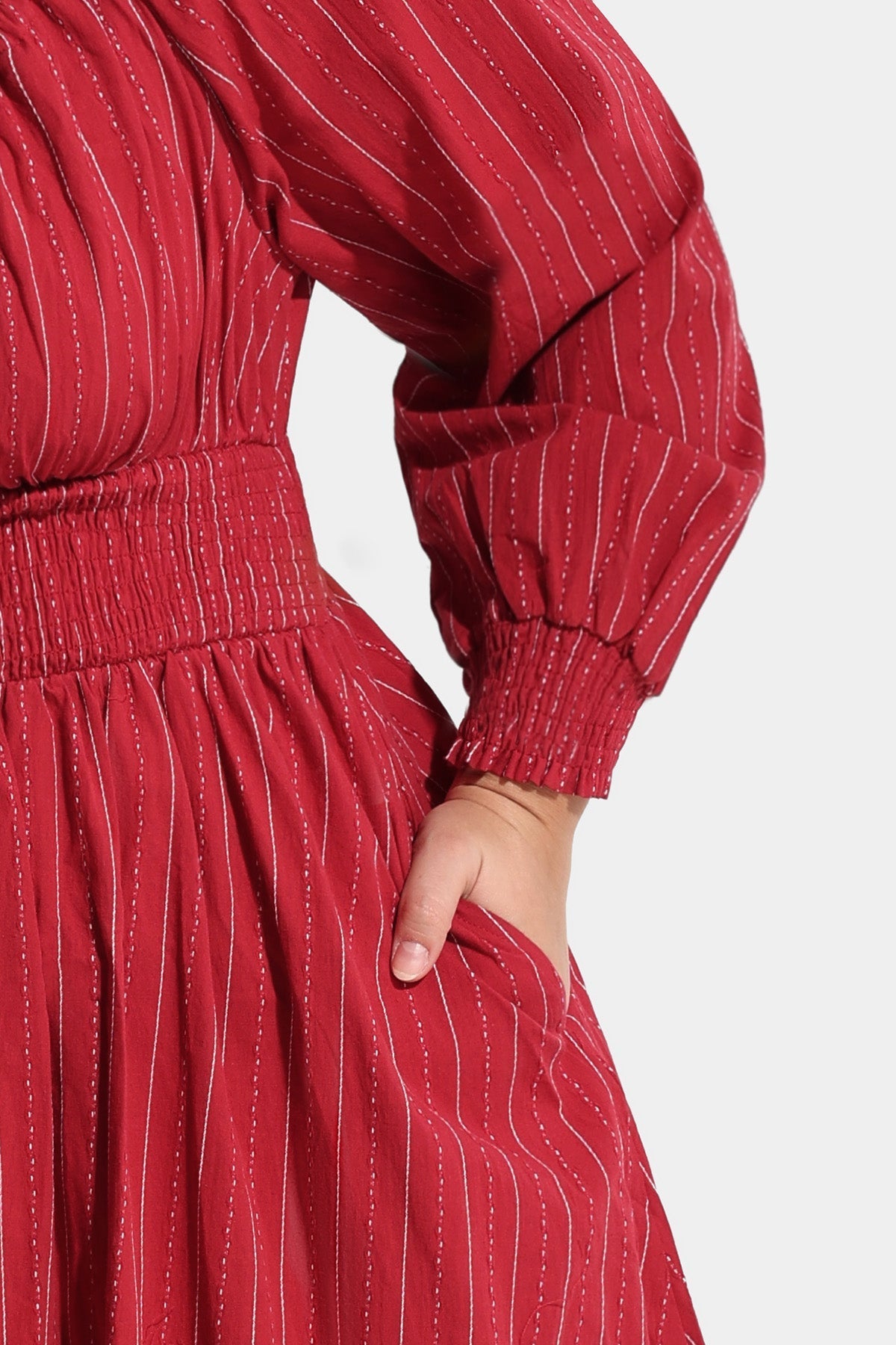 Ritera Adjustable Drawstring Square Neck Midi Dress