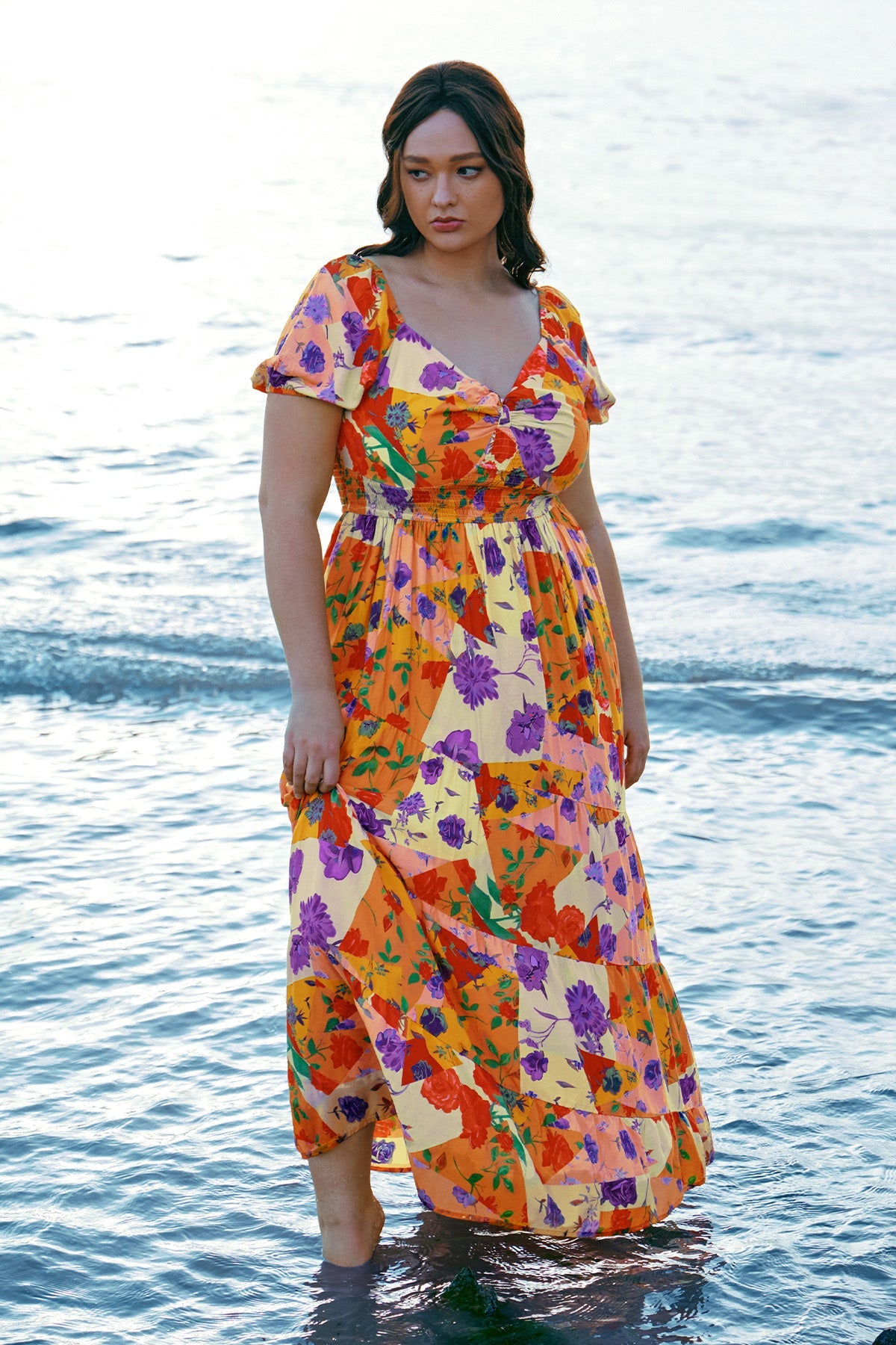 Ritera Pockets Patchwork Floral Tiered Summer Dress