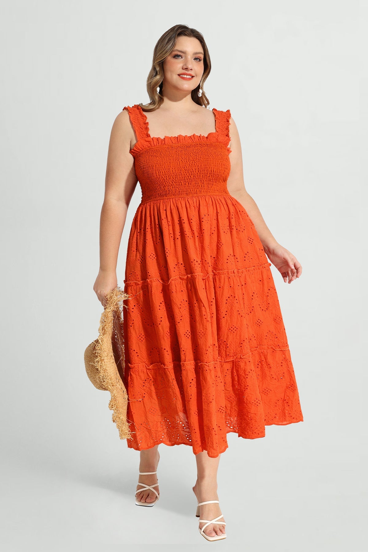 Ritera Pockets Embroidery Pinhole A-line Vacation Dress