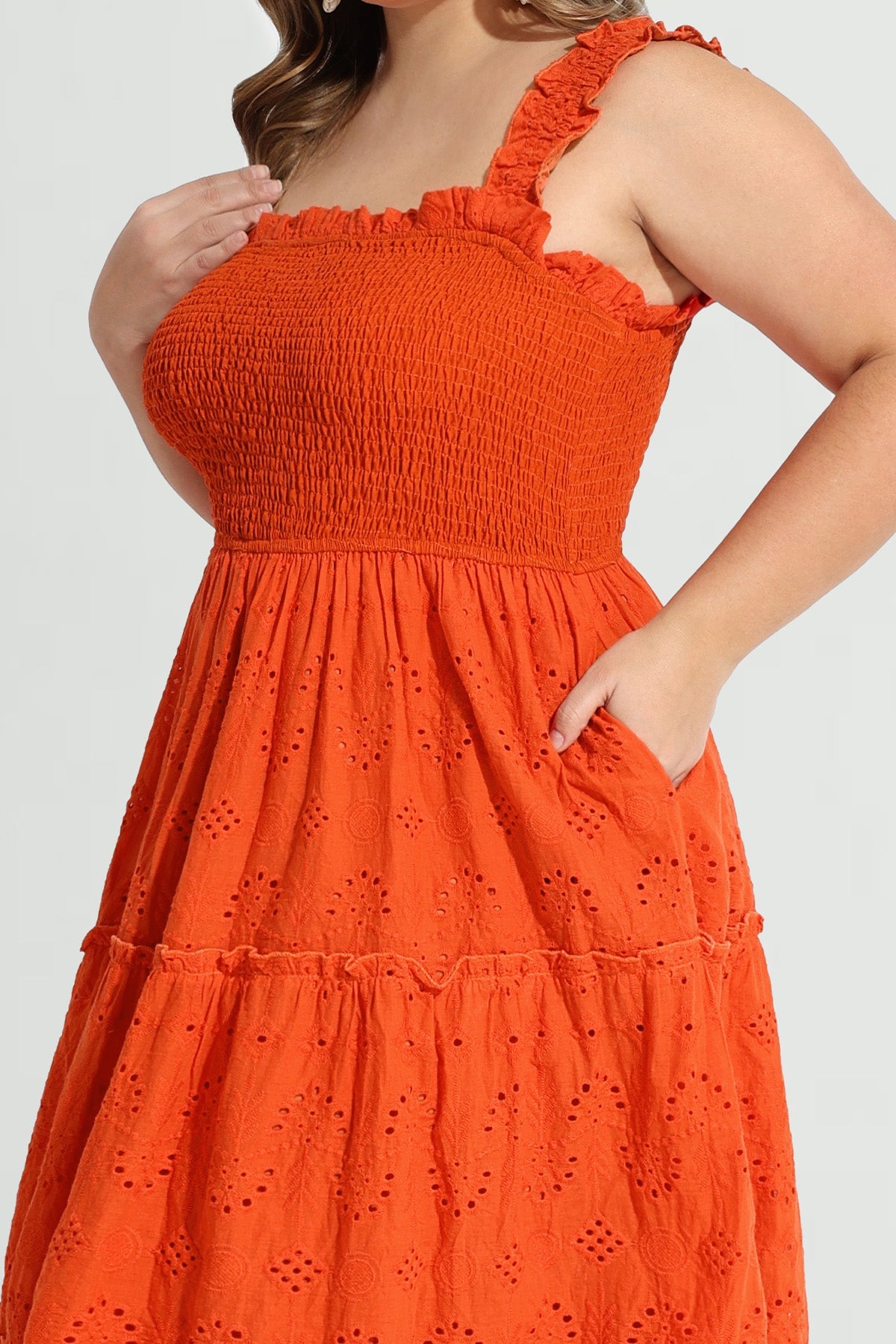 Ritera Pockets Embroidery Pinhole A-line Vacation Dress