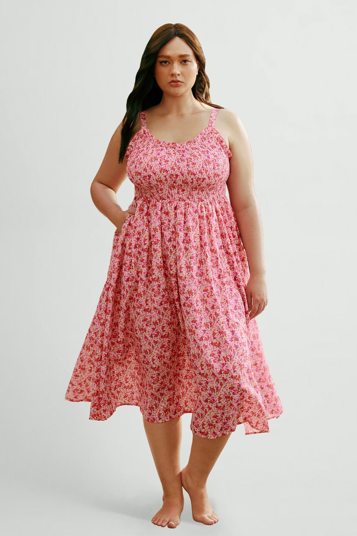 Ritera Pockets Adjustable Strap Floral A-line Summer Dress