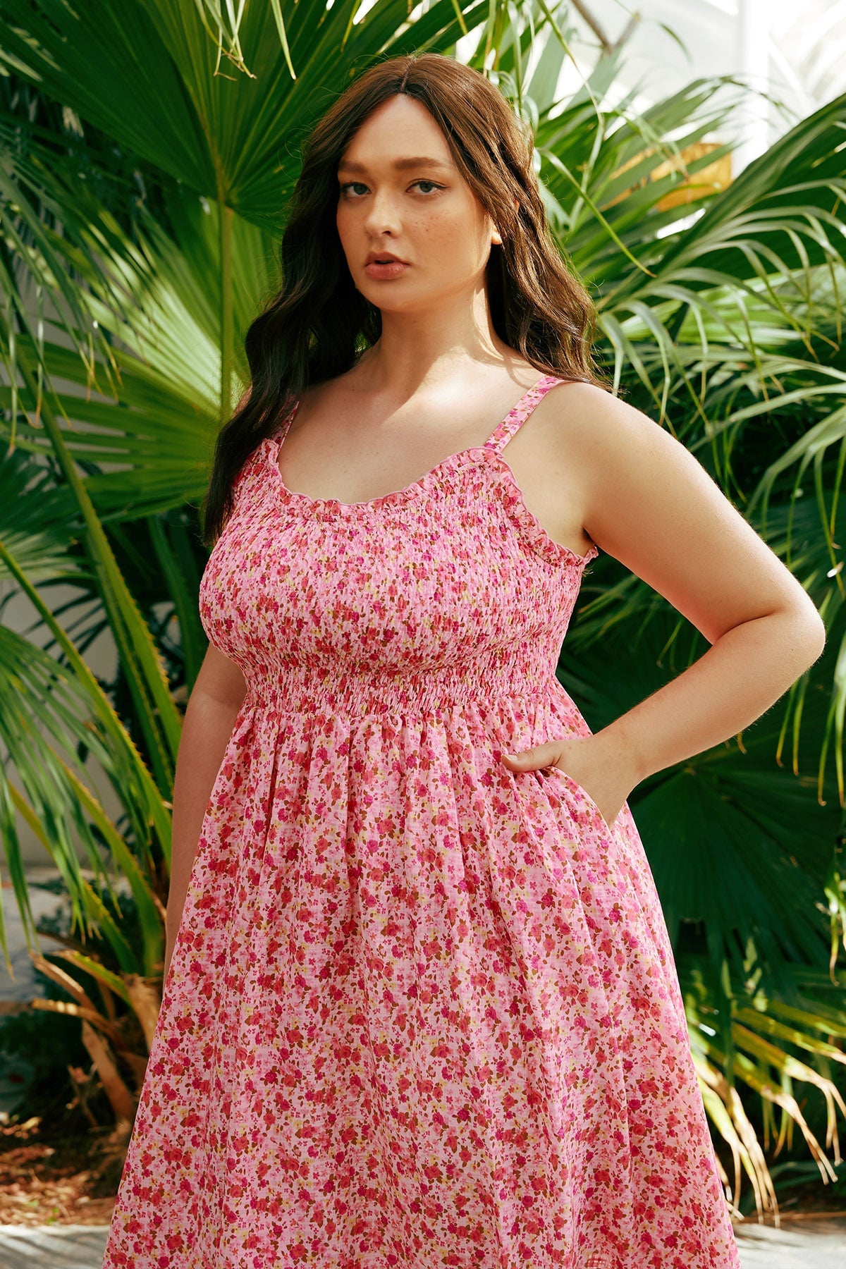 Ritera Pockets Adjustable Strap Floral A-line Summer Dress