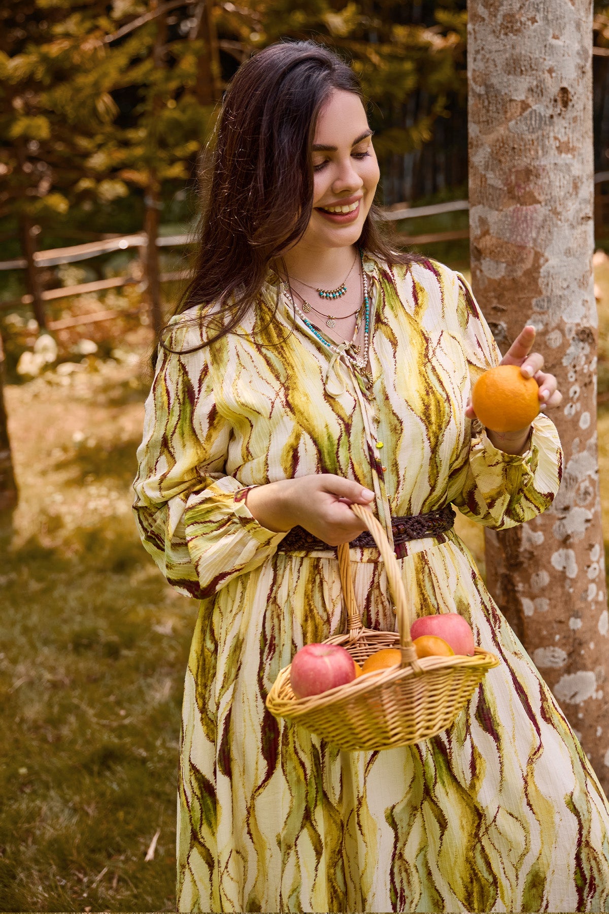 Ritera Stripes Tie V-Neck Tiered A-line Willowy Dress