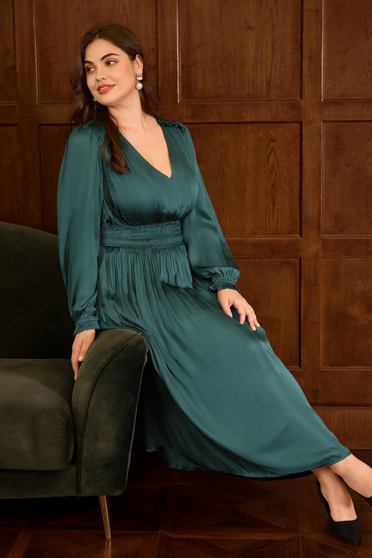 Ritera V-Neck Smocked Waist Tiered Midi Dress