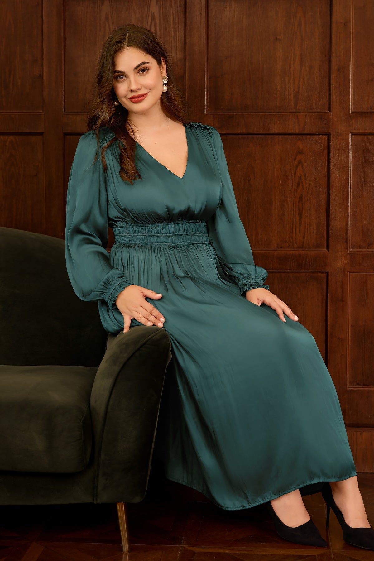 Ritera V-Neck Smocked Waist Tiered Midi Dress