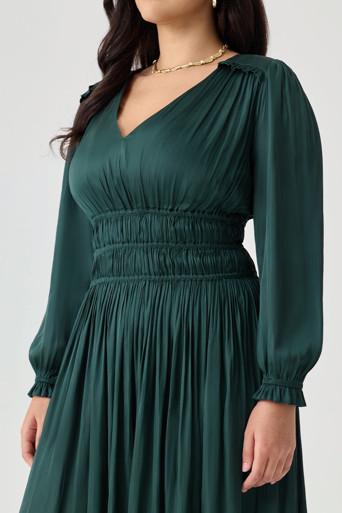 Ritera V-Neck Smocked Waist Tiered Midi Dress