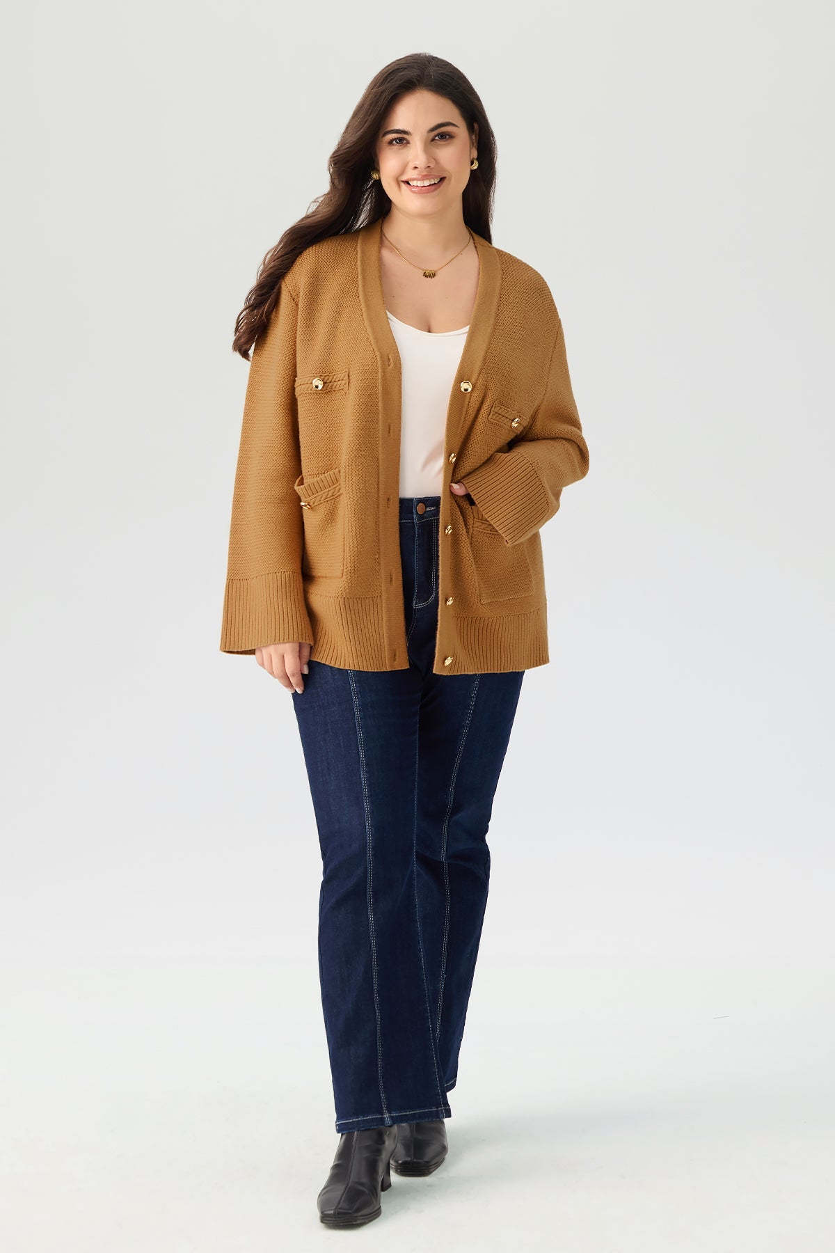 Button Front Patch Pocket Knit Cardigan